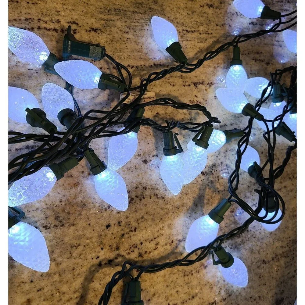 50 Pine Cone Christmas Tree Lights 25 each String Strand White Big Bulb